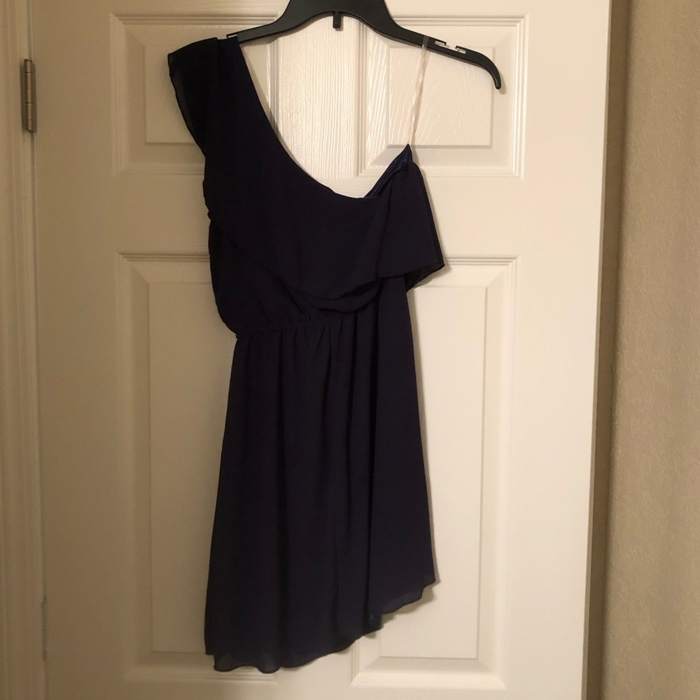 Navy blue one shoulder dress